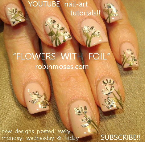  nail art design, pink and white flower nail art design, art deco black
